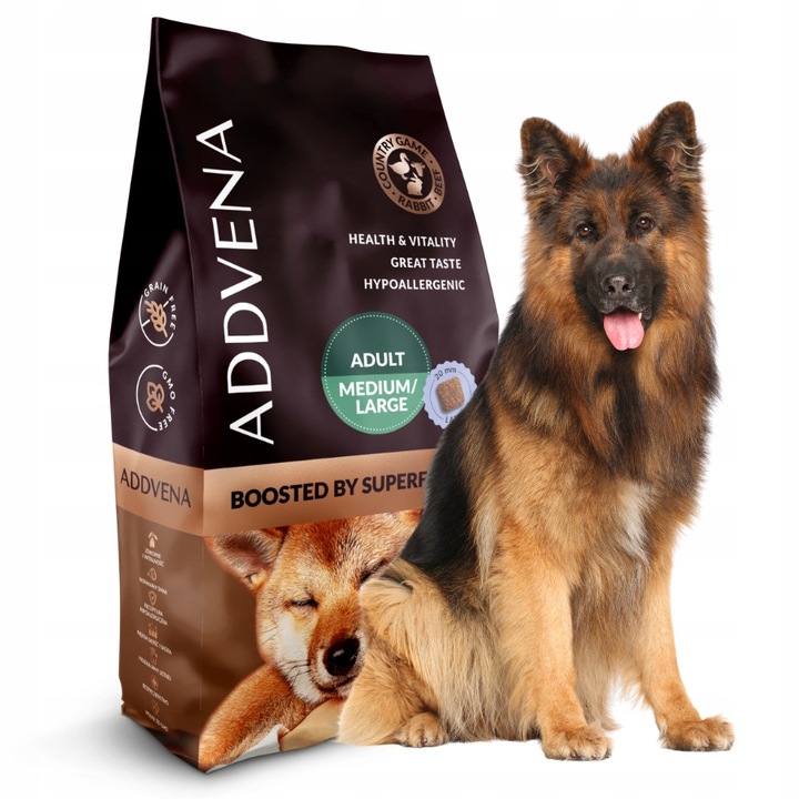 ADDVENA BOOSTED krmivo pro NĚMECKÉHO OVČÁKA 10 kg bez obilovin, bez kuřecího masa