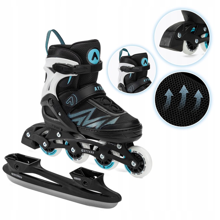 ATTABO 2v1 dětské kolečkové brusle Brusle 2v1 a brusle na led Kylo L Nastavitelné