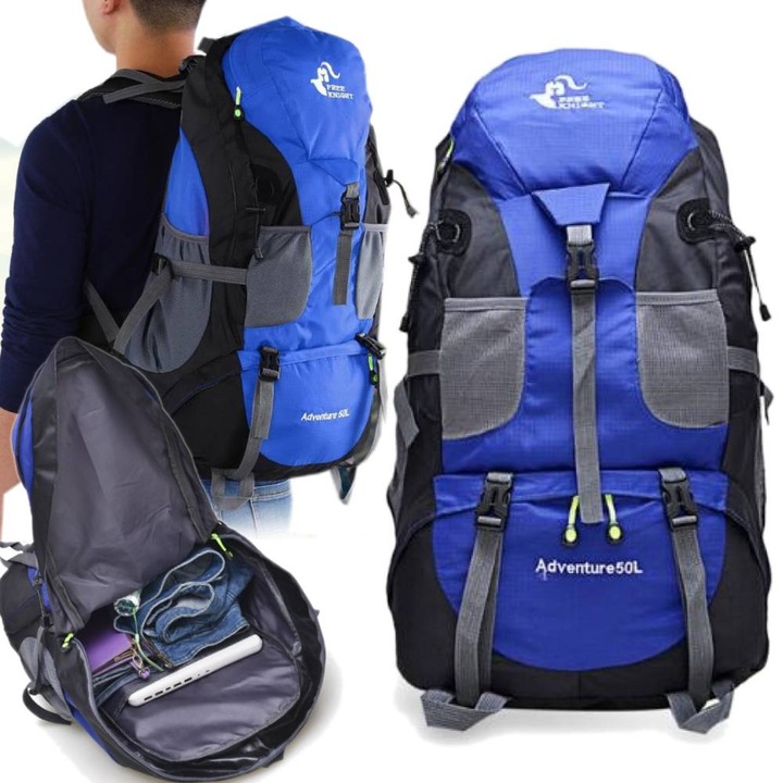 BATOH FREE KNIGHT ČERNÝ VODĚODOLNÝ 50 L TREKKING SURVIVAL SPORTOVNÍ