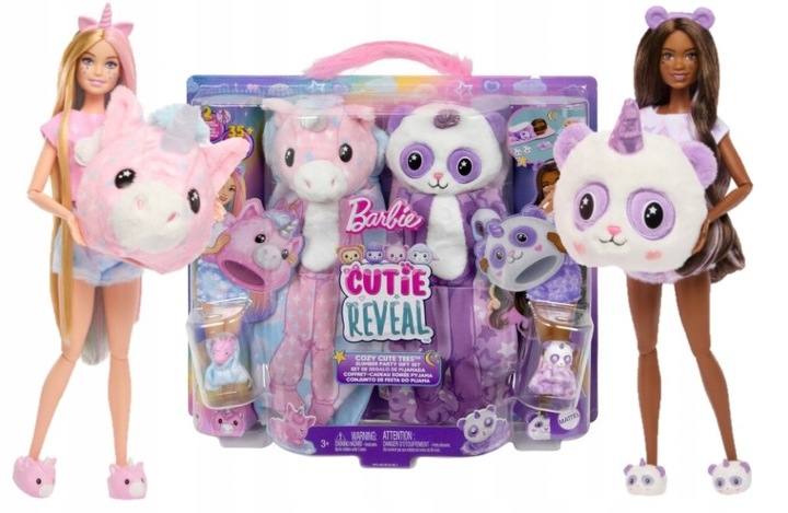 BARBIE CUTIE REVEAL PANENKA PYŽAMO PARTY DÁRKOVÁ SADA DVĚ PANENKY HRY15