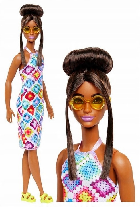 Barbie Fashionistas Panenka v barevných šatech Mattel AKCE