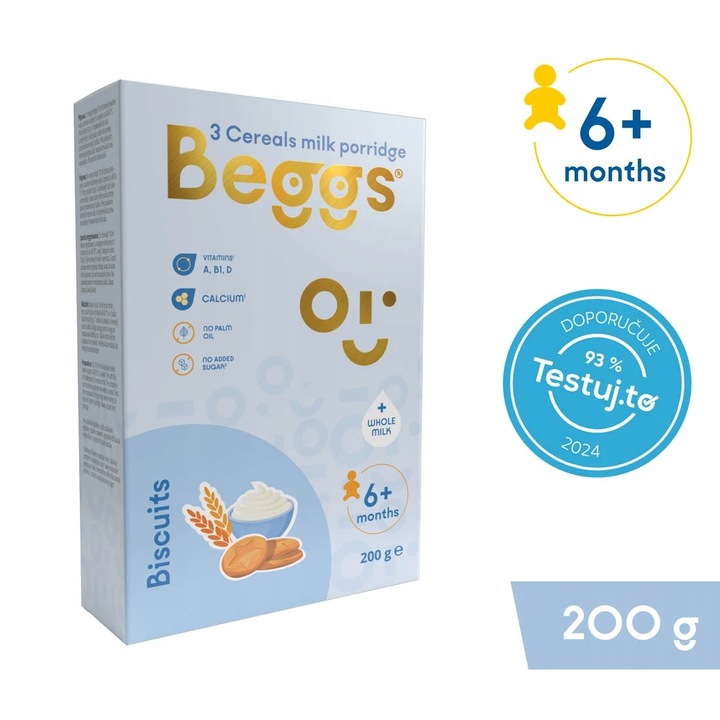 Beggs Mléčná 3 zrnná kaše se sušenkami 200 g