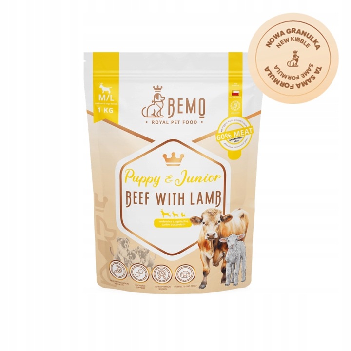BEMO - Puppy & Junior - Hovězí a jehněčí - M/L - 1kg