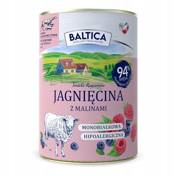 BALTICA JEHNĚČÍ S MALINAMI 400G MONOPROTEINOVÉ BEZ OBILOVIN VLHKÉ KRMIVO nejlevnější