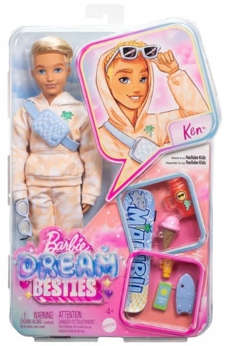 BARBIE DREAM BESTIES PANENKA KEN MÓDNÍ SPORTOVEC PŘÍSLUŠENSTVÍ 4+