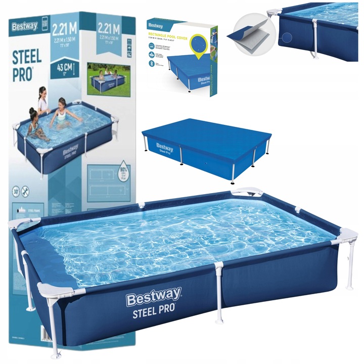 BAZÉN PRO DĚTI 221x150x43 BESTWAY STEEL PRO SET 5v1