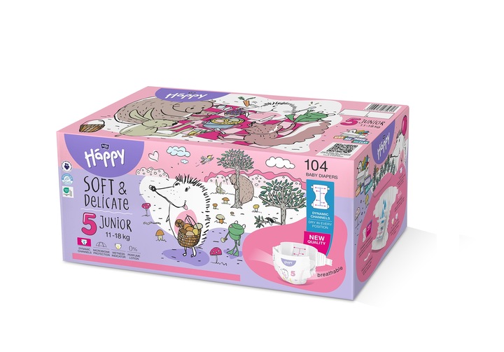 Bella Baby Happy Soft & Delicate vel. 5 (11-18 kg), Box 2 x 52 ks