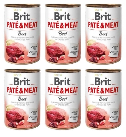 BRIT Pate & Meat Dog Beef hovězí maso 6 x 800 g SLEVA
