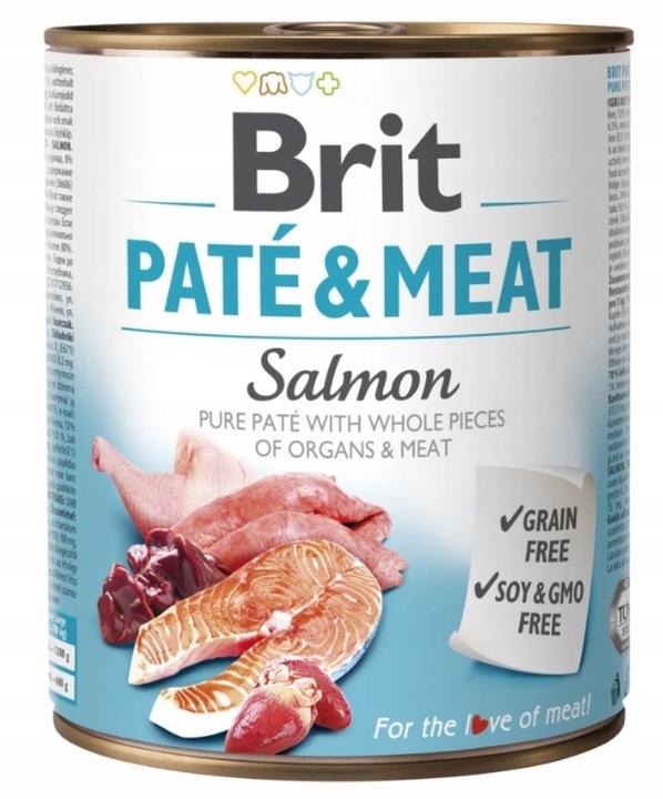 BRIT Paté & Meat s lososem vlhké krmivo pro psy 800 g
