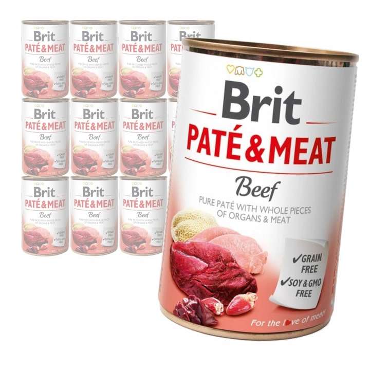 Brit Pate&Meat Vlhké Krmivo pro psy s hovězím masem Plechovka 12x400 g