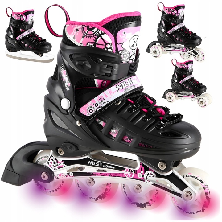 Brusle 2v1 4v1 Nils Extreme NH10905 černo-růžové