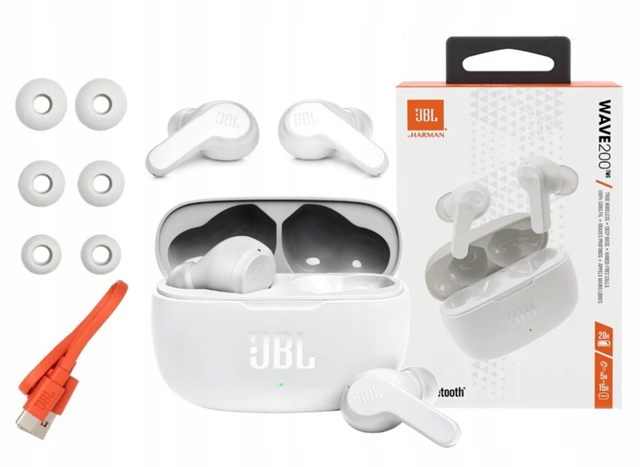 BEZDRÁTOVÉ SLUCHÁTKA JBL WAVE 200 TWS BÍLÉ BASOVÉ BLUETOOTH