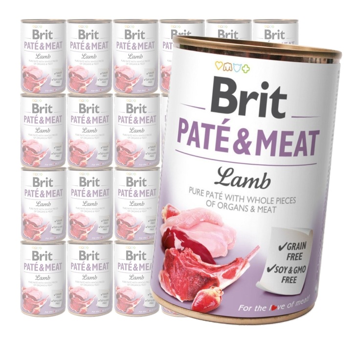 Brit Pate&Meat Vlhké Krmivo pro psy s jehněčím masem Plechovka 24x400 g