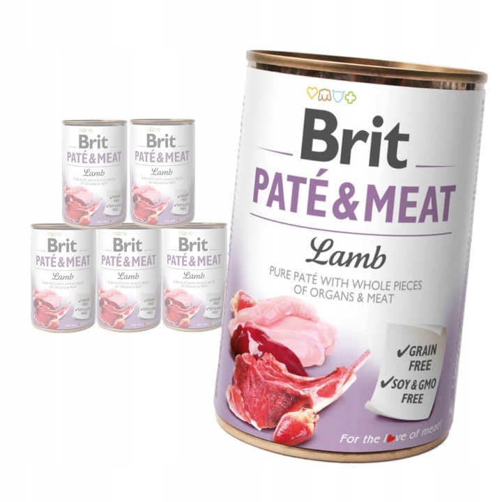 Brit Pate&Meat Vlhké Krmivo pro psy s jehněčím masem Plechovka 6x400 g