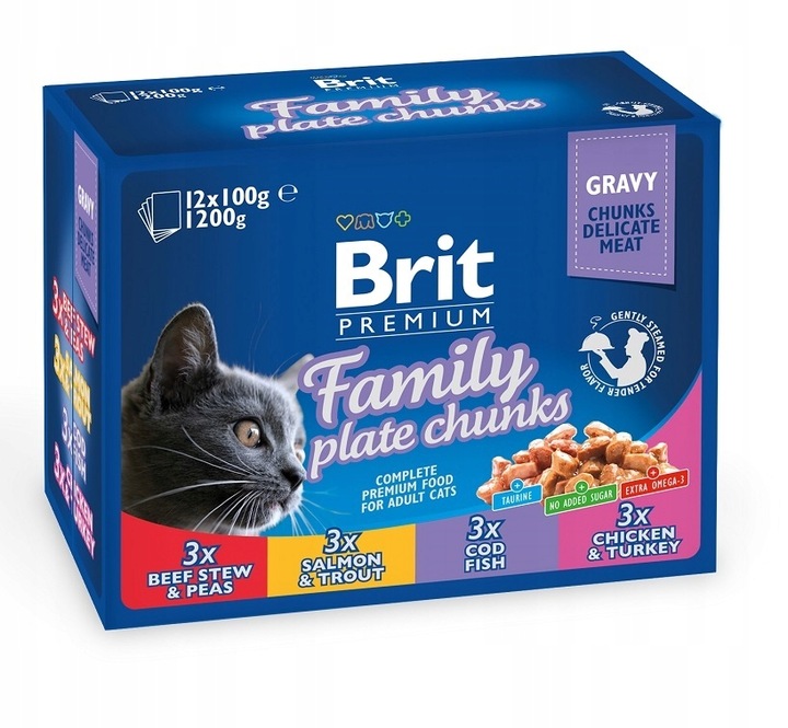 BRIT Premium Cat krmivo pro kočky sada Family Plate 12x100 g