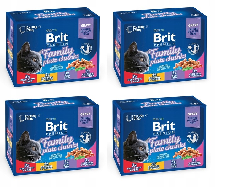 BRIT Premium Cat mokré krmivo pro kočky sada rodinných talířů 48x100g BALENÍ