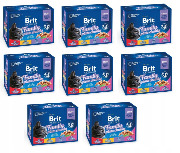 BRIT Premium Cat mokré krmivo pro kočky sada rodinných talířů 96x100g BALENÍ