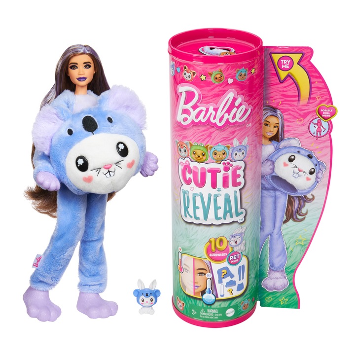 BARBIE CUTIE REVEAL PANENKA V PŘEVLEKU KRÁLÍČKA KOALA STYLIZACE KRÁLÍK
