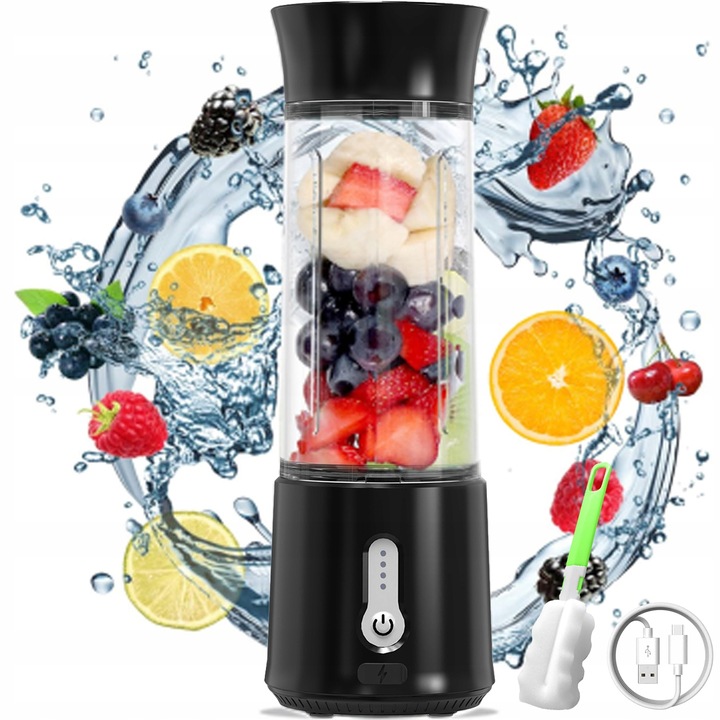 BEZDRÁTOVÝ MINI BLENDER NA SMOOTHIE A DŽUSY, USB, ŠEDÝ - IDEÁLNÍ NA CESTY