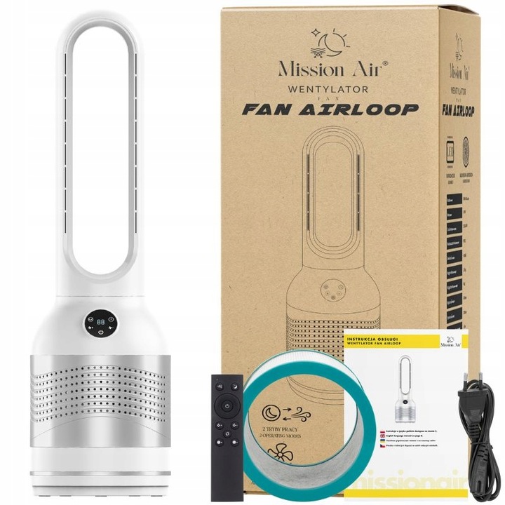 BEZLOPATKOVÝ VENTILÁTOR podlahový sloupový stojanový větráček 30W SWING BÍLÝ