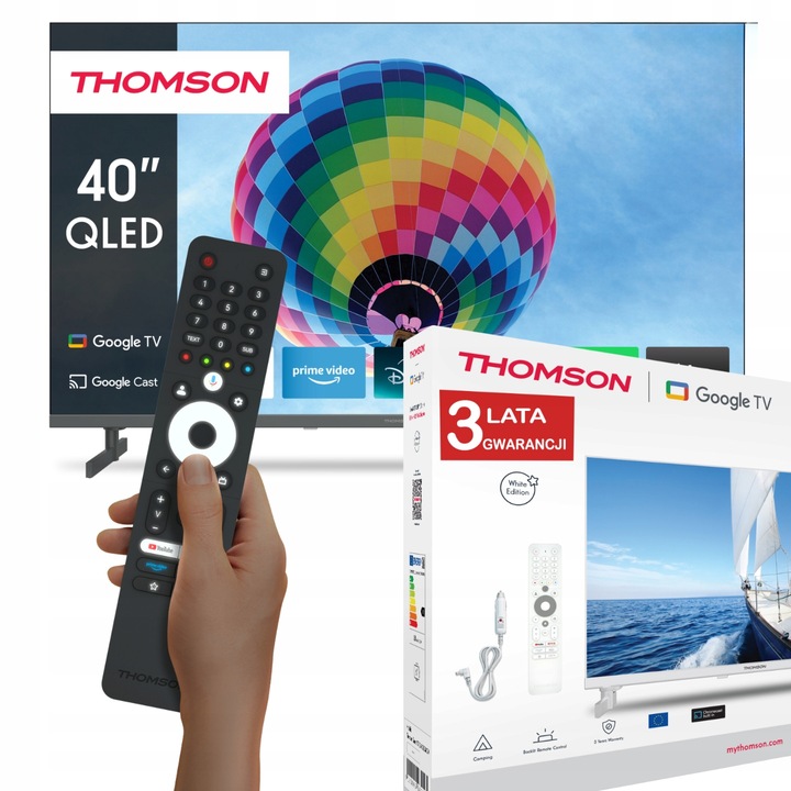 BEZRÁMEČKOVÝ TELEVIZOR 40" QLED FULL HD ASISTENT GOOGLE TV THOMSON 40QG4S14