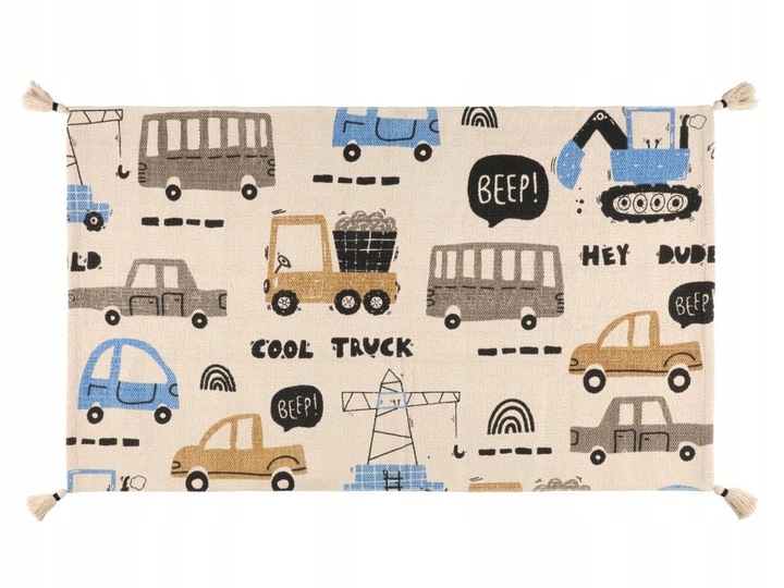 Bavlněný koberec s kamionovými vzory, 70 x 120 cm