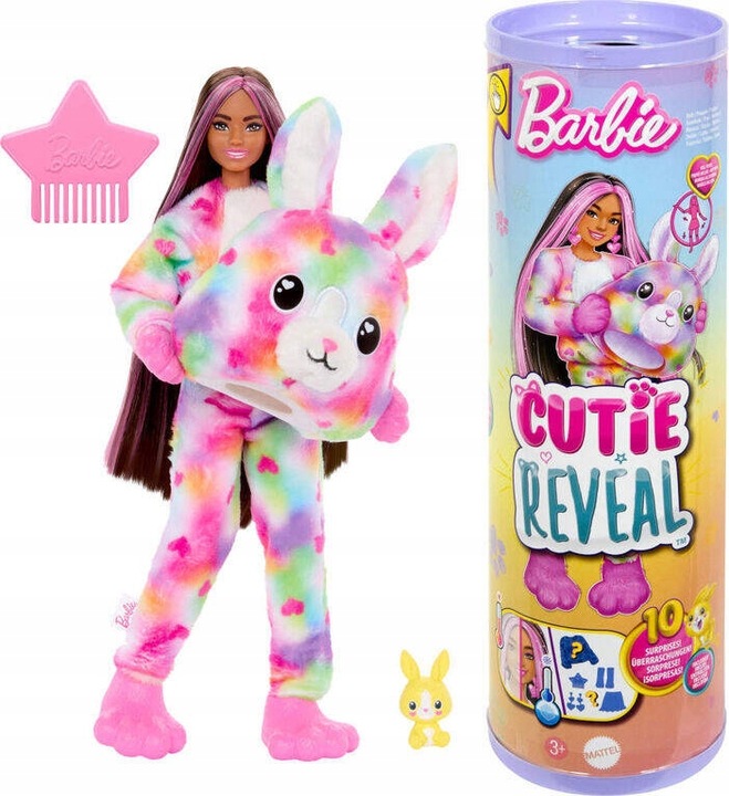 BARBIE CUTIE REVEAL BAREVNÉ SNY Panenka v kostýmu zvířátka KRÁLÍK
