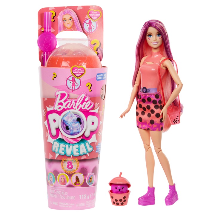 BARBIE POP REVEAL PANENKA VŮNĚ MANGO BUBBLE TEA + PŘÍSLUŠENSTVÍ