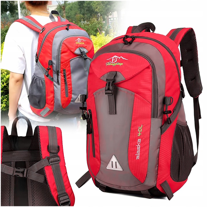 Batoh Trekingový Sport Voděodolný 40L Lehký Alaska Červený