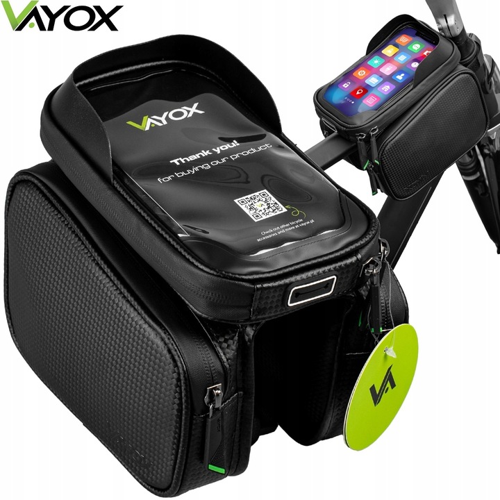 CYKLISTICKÁ BRAŠNA NA RÁM S POUZDRO NA TELEFON VODĚODOLNÁ SE SUCHÝM ZIPEM 1,8L VAYOX