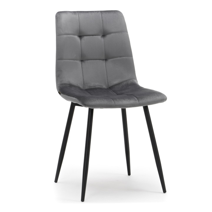 ČALOUNĚNÁ ŽIDLE PROŠÍVANÁ VELUROVÁ DO OBÝVÁKU JÍDELNY ŠEDÁ PARMA