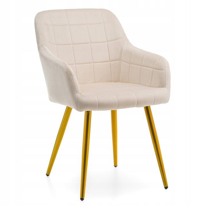 ČALOUNĚNÁ ŽIDLE PROŠÍVANÁ VELUROVÁ DO OBÝVÁKU JÍDELNY ZLATÉ NOHY ORTE