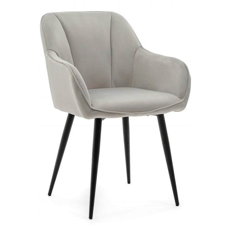 ČALOUNĚNÁ ŽIDLE VELUROVÁ PROŠÍVANÁ DO OBÝVACÍHO POKOJE JÍDELNY SVĚTLE ŠEDÁ LAGO