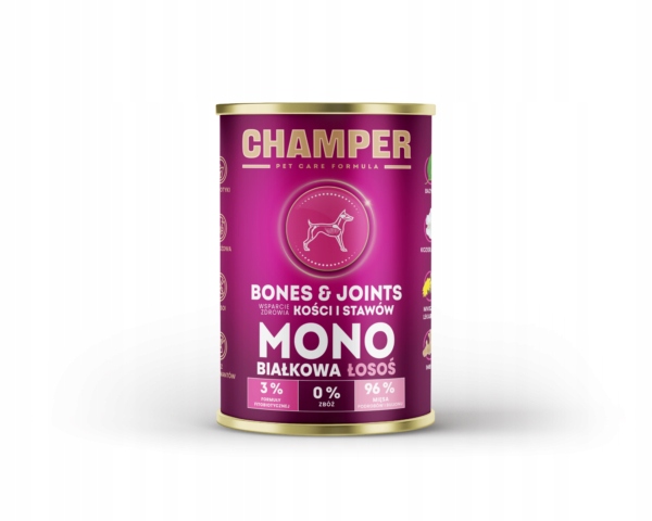CHAMPER - KOSTI A KLOUBY - Łosoś - 400 g - Morka Karma dla Psa