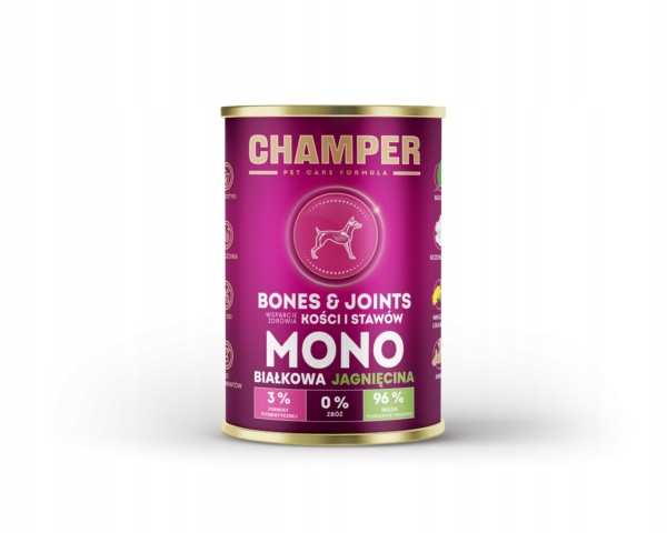 CHAMPER - KOSTI A KLOUBY - Jagnięcina - 400 g - Morka Karma dla Psa