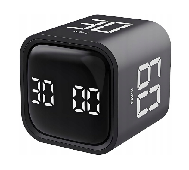 Cube timery Gravity Sensor Nastavitelný zvuk Flip Timer Workout Timer černý