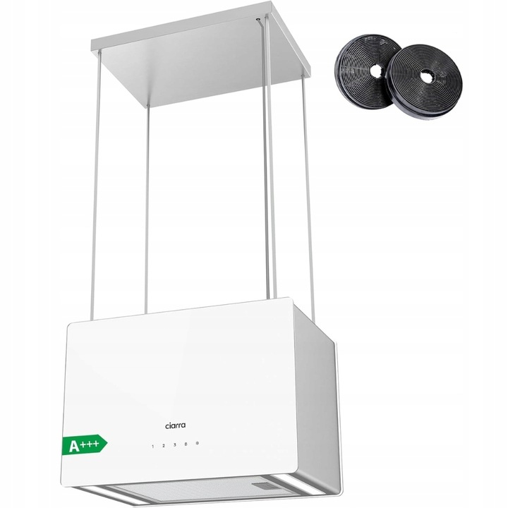 CIARRA CBCS4850 bílá volně visící ostrůvková digestoř 48 cm 700 m³/h Wi-Fi dotyk