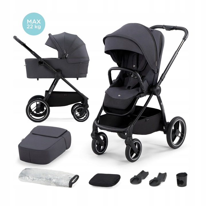 Dětský multifunkční kočárek 2v1 kočárek 22 kg NEA Kinderkraft šedý