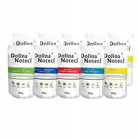 Dolina Noteci PREMIUM Krmivo mokré pro psy BEZ OBILOVIN, sáčky MIX - 10x150g