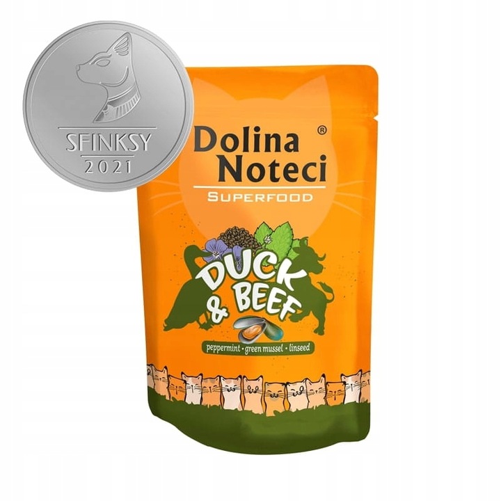 Dolina Noteci SUPERFOOD Krmivo mokré pro kočky Bohaté na kachnu a hovězí maso 85 g