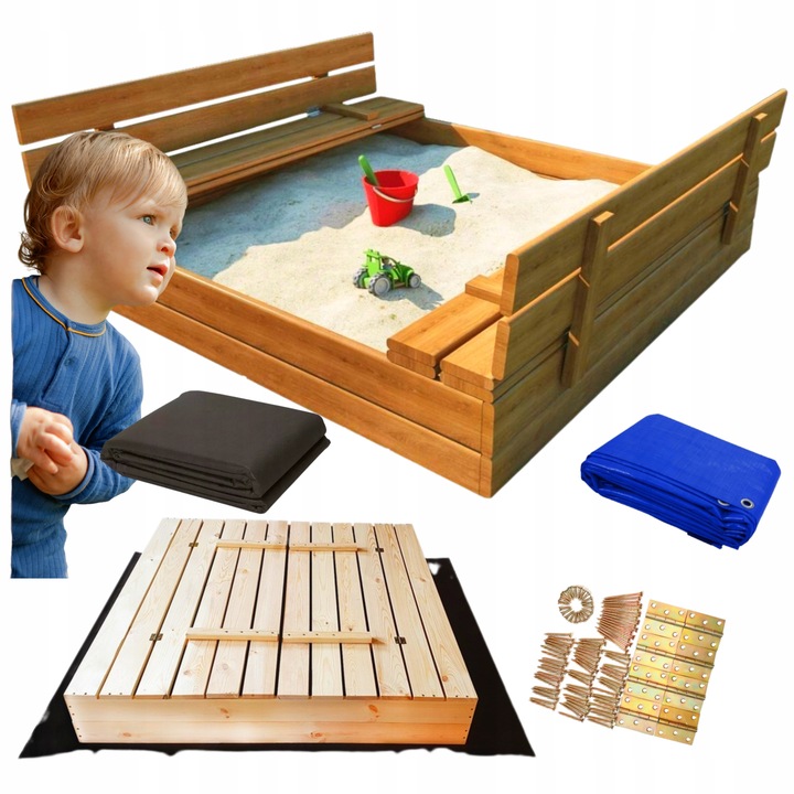 DŘEVĚNÁ UZAMYKATELNÁ PÍSKOVIŠTĚ 120x120 BONUS PL