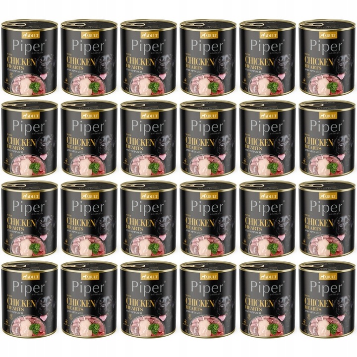 Dolina Noteci Piper Kuřecí srdce a špenát Vlhké krmivo pro psy 24x800 g