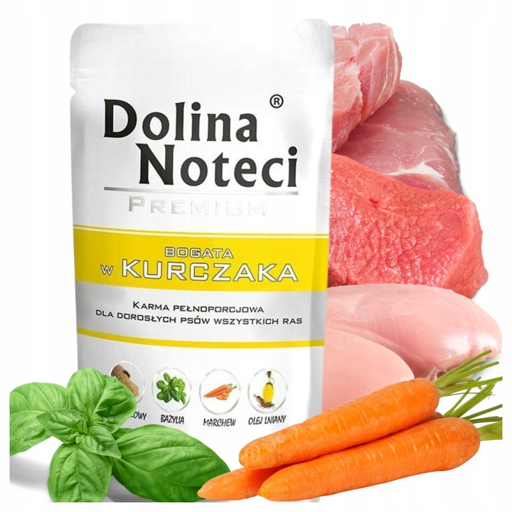Dolina Noteci PREMIUM Krmivo mokré pro psy Bohaté na kuřecí maso sáček 150 g