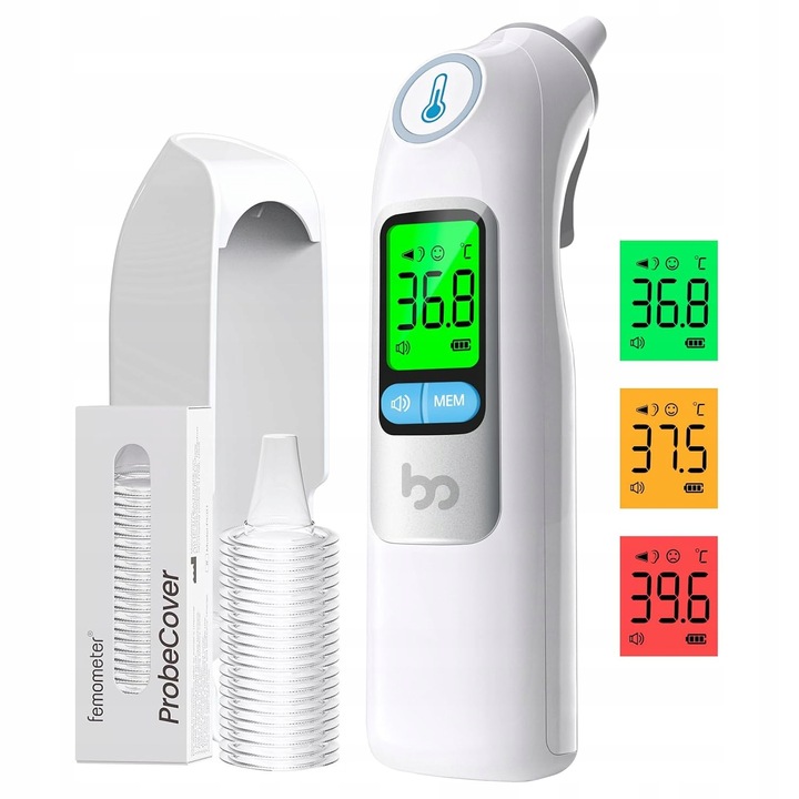 Digitální Ušní teploměr Femometer , měření 1 s, alarm a 30 pamětí