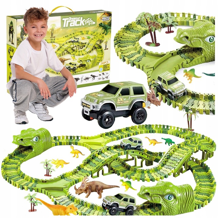 DINOSAURUS Závodní dráha Dino parkoviště Dárek pro děti 271 dílků XXXL VÝPRODEJ