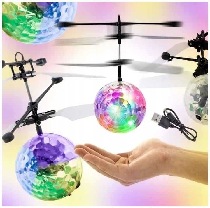 DISCO KOULE DISKO KOULE SVÍTÍCÍ UFO LED DÁLKOVĚ OVLÁDANÝ DRON VRTULNÍK