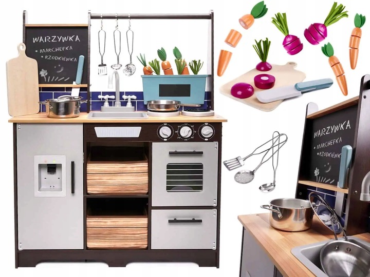Dřevěná kuchyňka pro děti MDF s příslušenstvím LOFT XXL 96 cm SLEVA