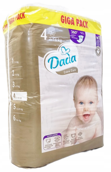 Dada na jedno použití plenky Extra Care 4 MAXI 7-16 kg 164 kusů GIGA PACK