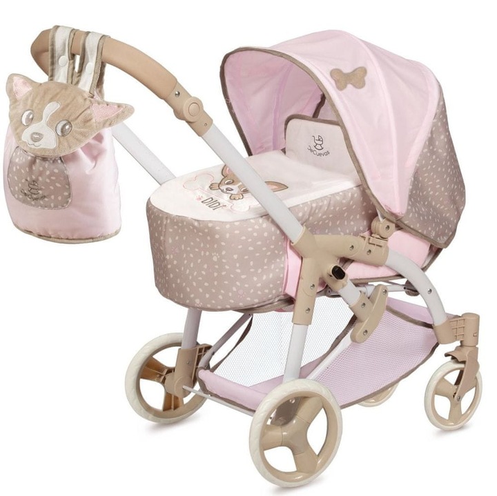 DeCuevas 81643 Skládací kočárek pro panenky 3 v 1 s přenosnou taškou DIDI