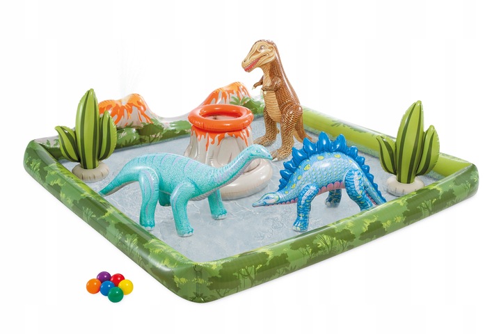DINOSAUŘI VELKÝ VODNÍ DĚTSKÉ HŘIŠTĚ JURSKÝ PARK 244x198x71 cm - INTEX 56132